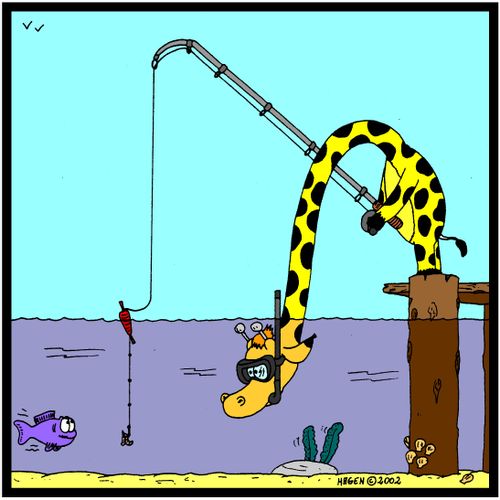 Giraffe fishing.