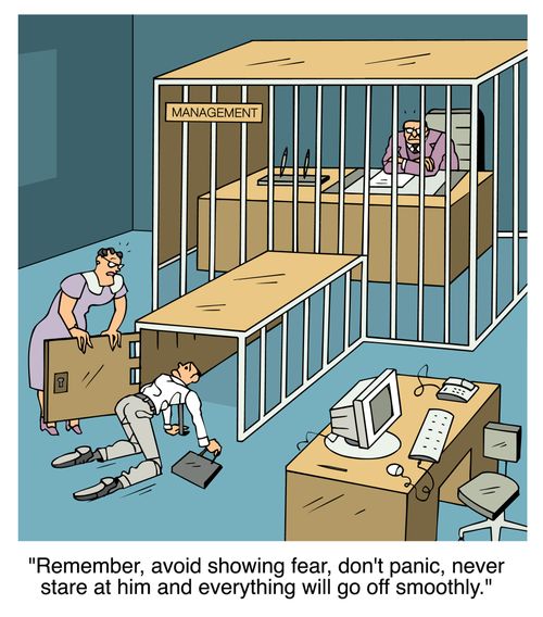 'Remember, avoid showing fear, don't panic, never stare at him and everything will go off smoothly.' 