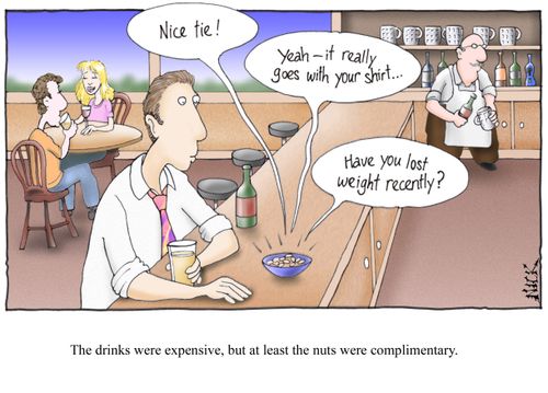 The drinks were expensive, but at least the nuts were complimentary.