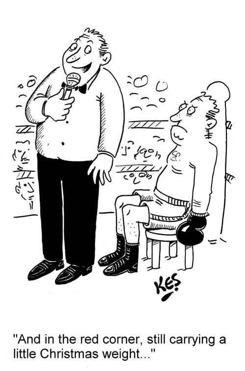 'And in the red corner, still carrying a little Christmas weight...'