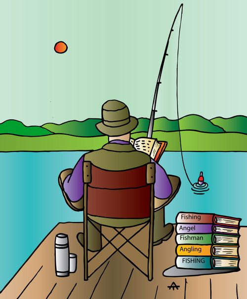 A Fisherman Reading About Fishing Whilst Fishing.