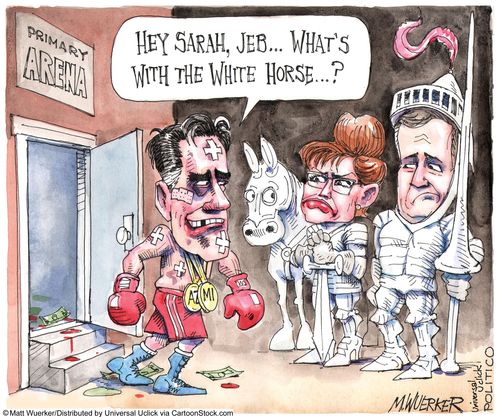 'Hey Sarah, Jeb. . . What's with the white horse?'