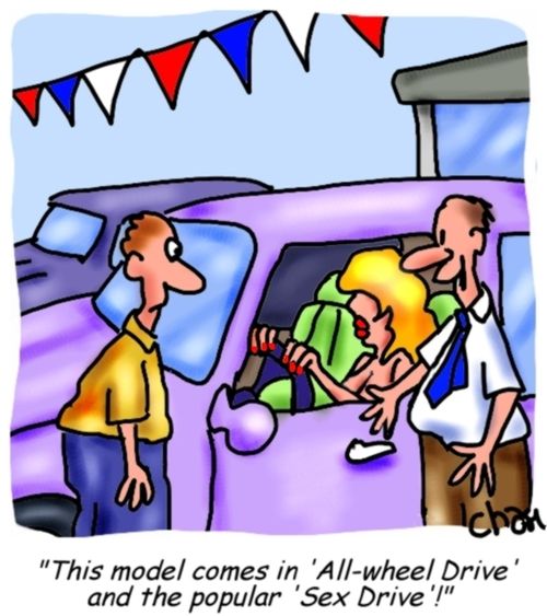 "This model comes in all wheel drive and the popular sex drive!"