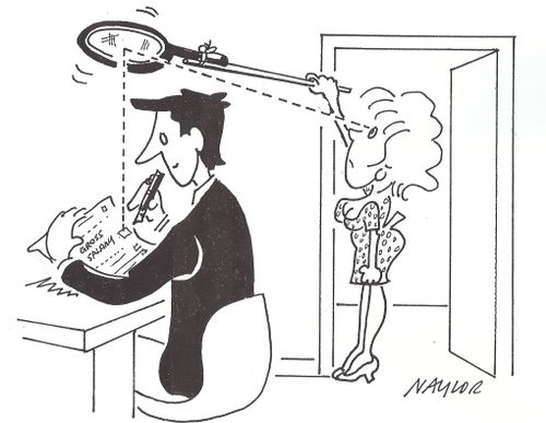Wife using Mirrors to Discover Her Husband's Salary Details.