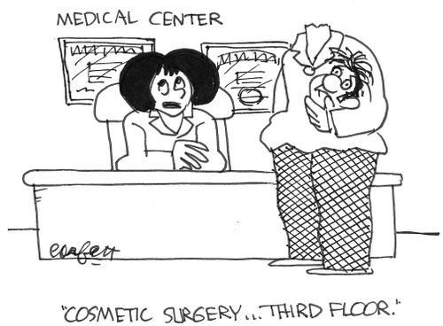 "Cosmetic surgery...third floor."
