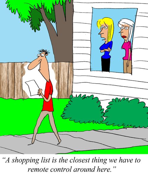 'A shopping list is the closest thing we have to a remote control around here.'