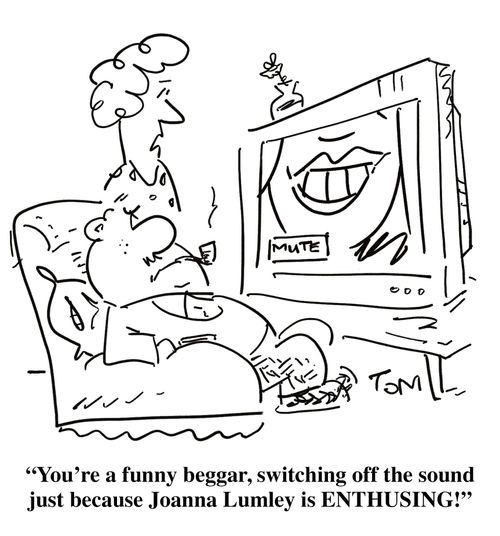 'You're a funny beggar, switching off the sound just because Joanna Lumley is ENTHUSING!'