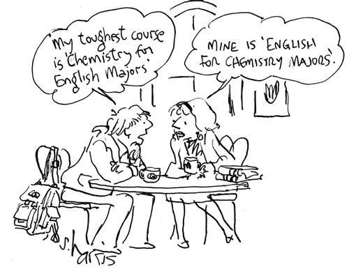 'My toughest course is 'Chemistry for English majors.'  