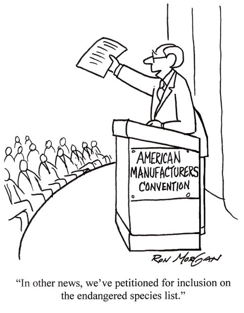 'In other news, we've petitioned for inclusion on the endangered species list.'