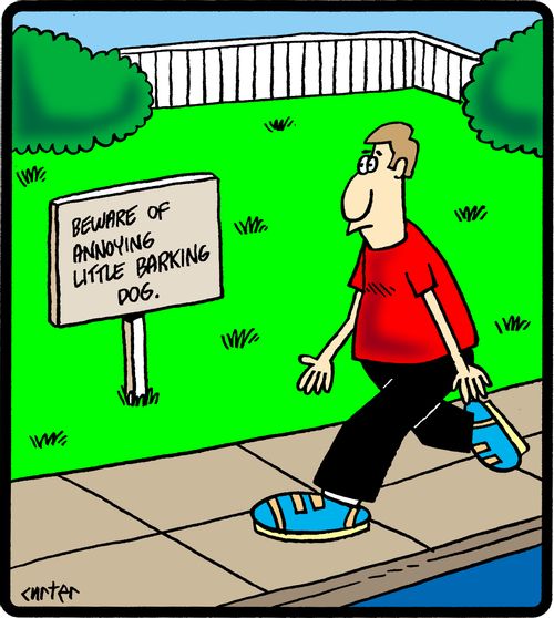'Beware of Annoying Little Barking Dog.'