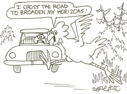 'I cross the road to broaden my horizons!'