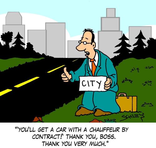 ''You'll get a car with a chauffeur by contract!' Thank you, boss. Thank you very much.'