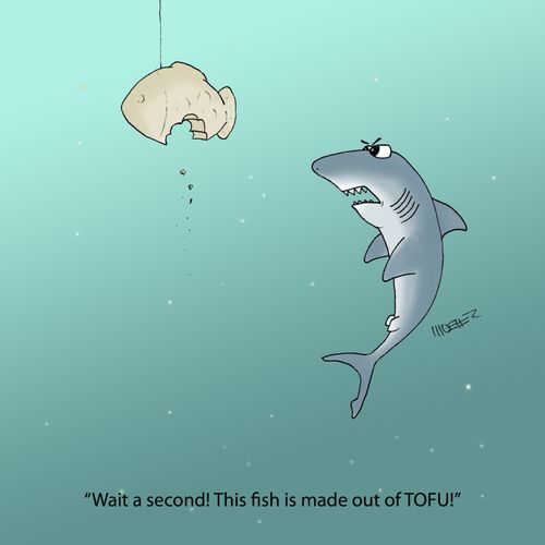'Wait a second! This fish is made out of TOFU!'