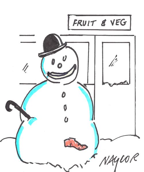 Snowman with a misplaced carrot.