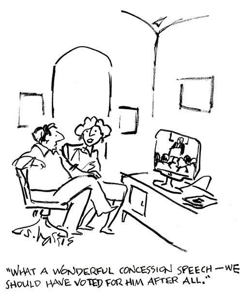 'What a wonderful concession speech - we should have voted for him after all.'