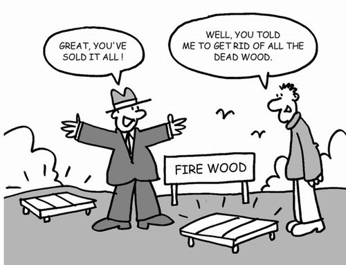 You told me to get rid of all the dead wood!