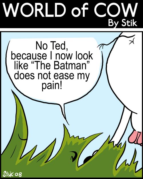 'No Ted, because I now look like 'The Batman' does not easy my pain!'
