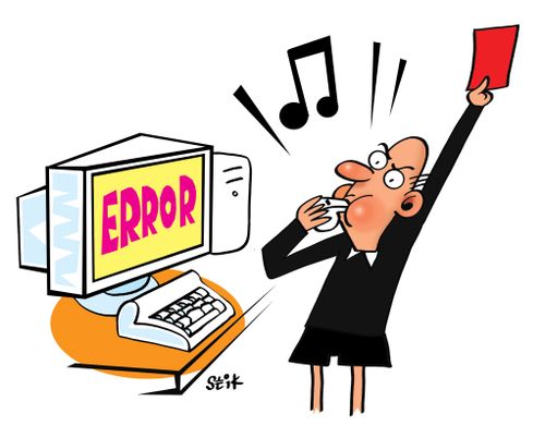Ref is red carding the computer for acting up.