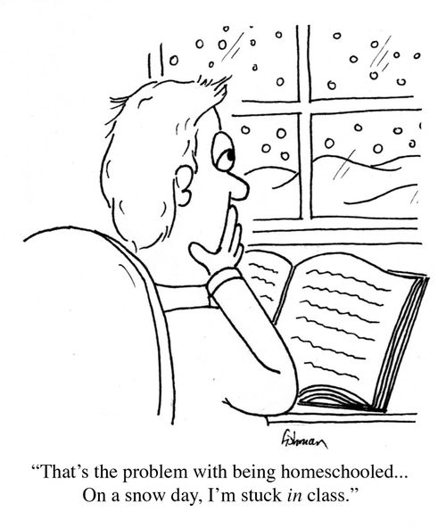 'That's the problem with being homeschooled...On a snow day, I'm stuck IN class.'
