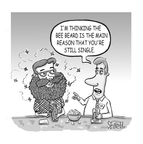 'I'm thinking the bee beard is the main reson that you're still single' 