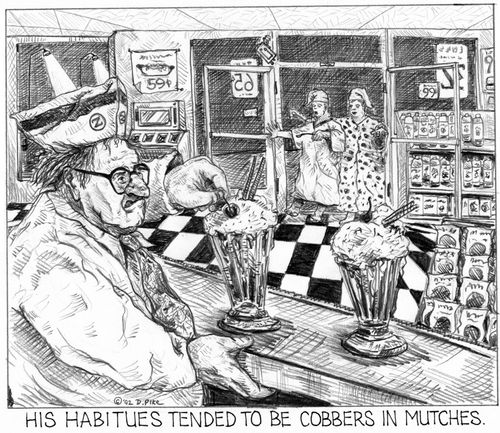 'His habitues tended to be cobbers in mutches.'