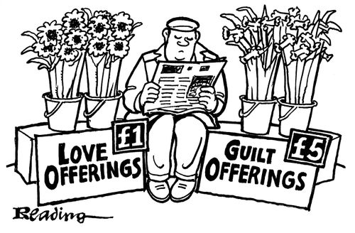 Florist selling 'love offerings' and 'guilt offerings'.
