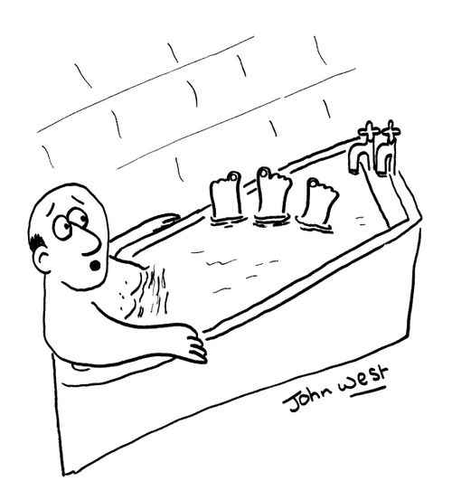 Man surprised to see 3 feet in his bath