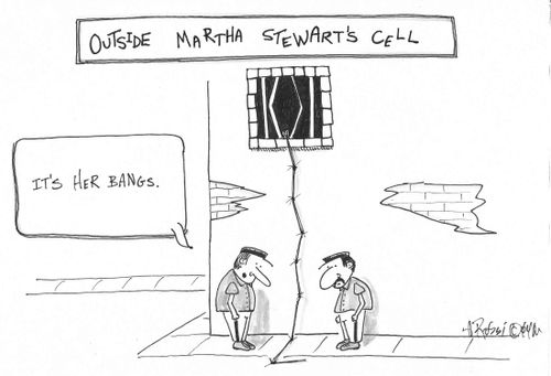 Martha Stewart escapes her cell on a rope made of her bangs.