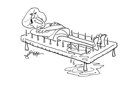 Leaking 'waterbed of nails'.