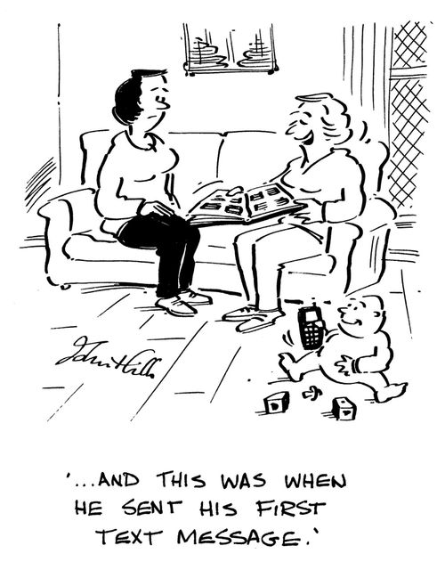 '...and this was when he sent his first text message!'