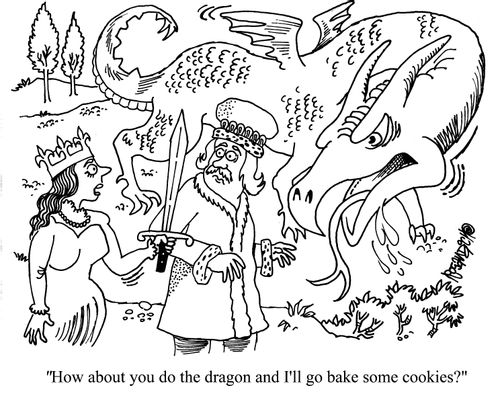 'How about you do the dragon and I'll go bake some cookies?'
