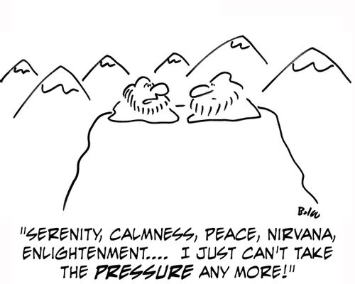 'Serenity, calmness, peace, nirvana, enlightenment....I just can't take the pressure any more!'