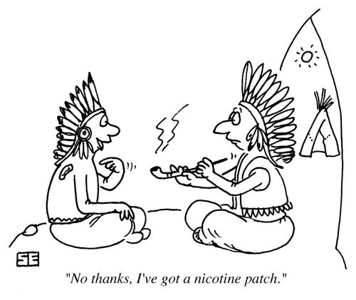 'No thanks. I've got a nicotine patch.'
