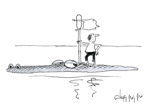 Man stood on a Crocodile.