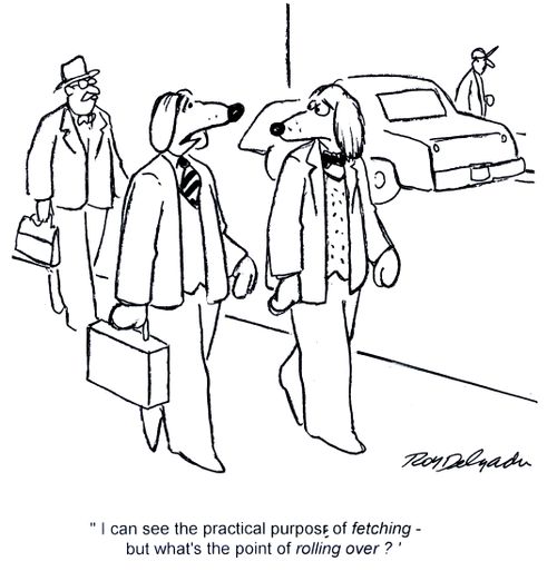 'I can see the practical purpose of fetching - but what's the point of rolling over?'