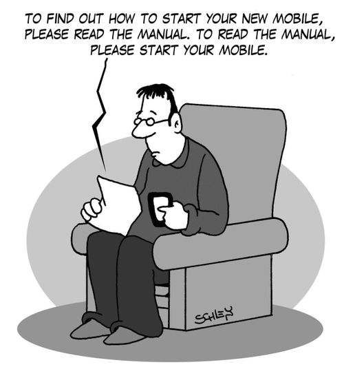'To find out how to start your new mobile, please read the manual. T' read the manual, please start your mobile.
