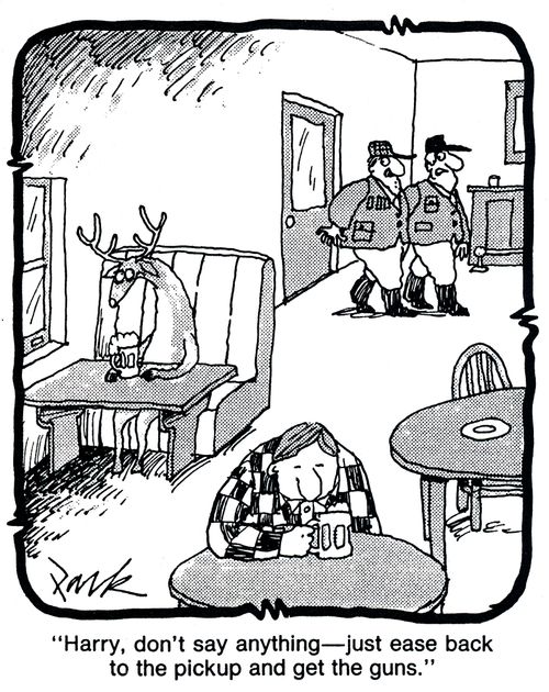 'Harry, don't say anything - just ease back to the pickup and get the guns.'