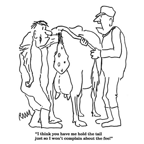 'I think you have me hold the tail just so I won't complain about the fee!'