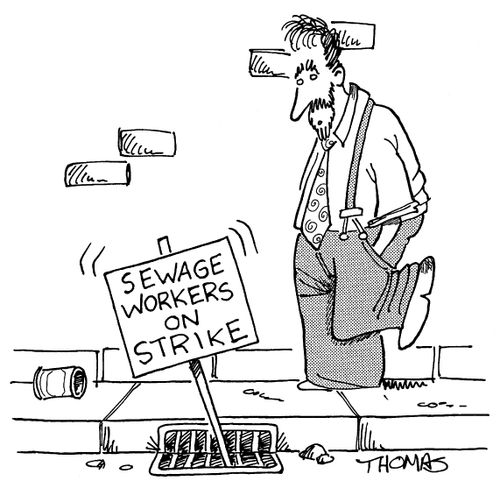 Sewage workers on strike