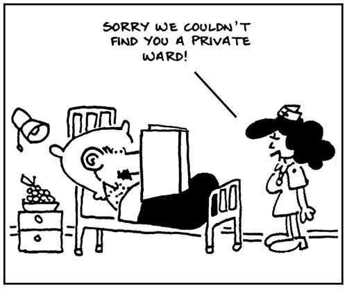 'Sorry we couldn't find you a private ward.'