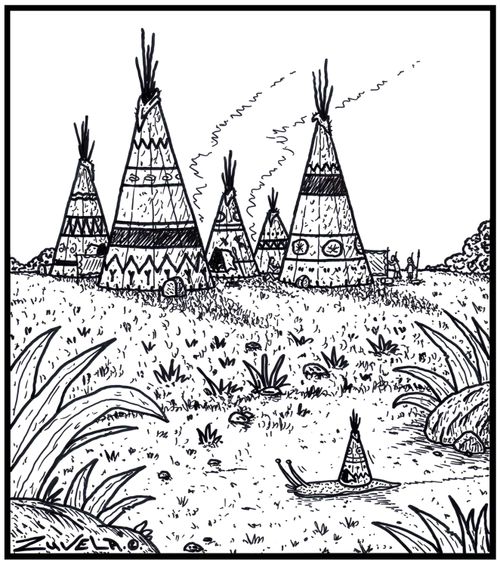 A Snail with an Indian Teepee for a shell.