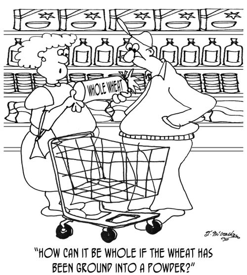 'How can it be whole if the wheat has been ground into a powder?'
