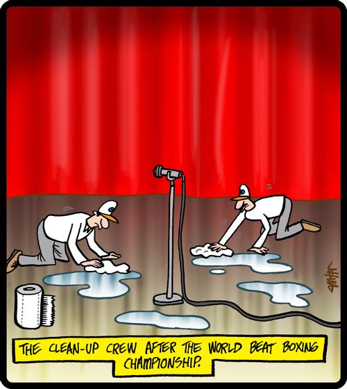 The clean up crew after the world beat boxing championship.