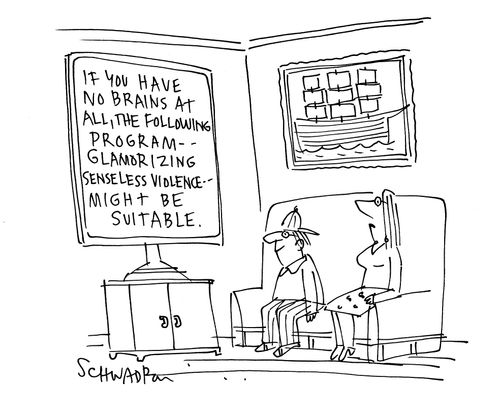 'If you have no brains at all, the following program - glamorizing senseless violence - might be suitable.'