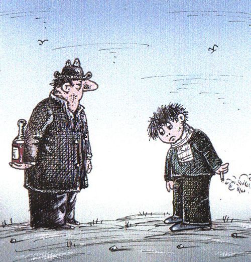 A man and his son both try to hide their vices.