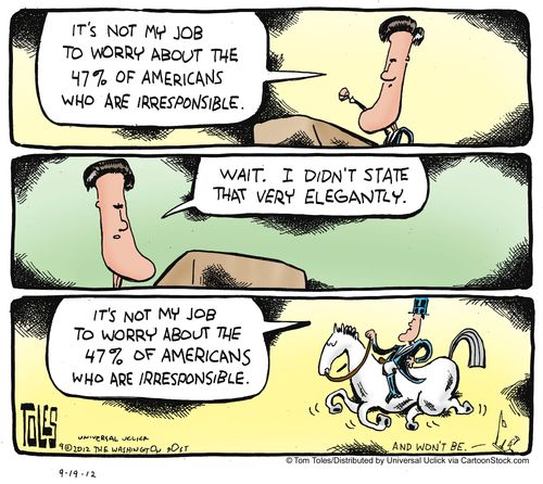 'It's not my job to worry about the 47% of Americans who are irresponsible. Wait I didn't state that very elegantly. It's not my job to worry about the 47% of Americans who are irresponsible.'
