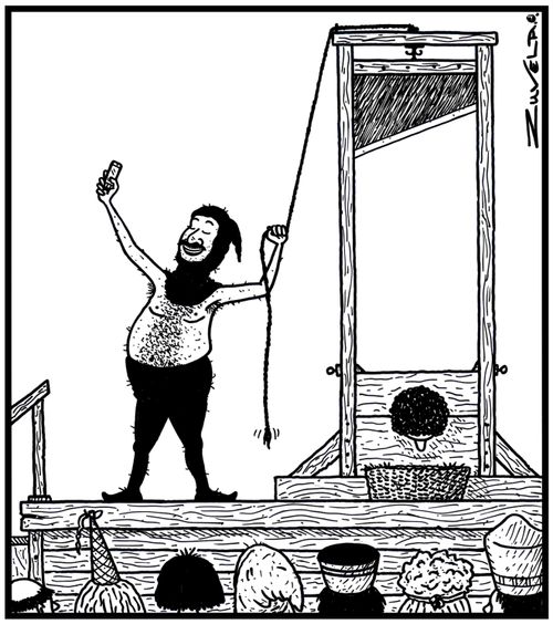 An executioner taking a photo of himself at work.
