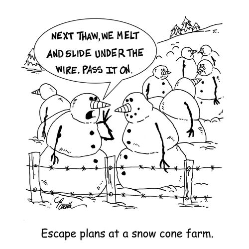 Escape plans at a snow cone farm.