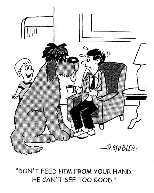 'Don't feed him from your hand. He can't see too good.'