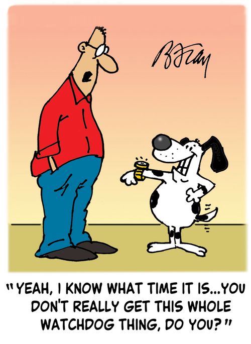 'Yeah, I know what time it is...You don't really get this whole watchdog thing, do you?'